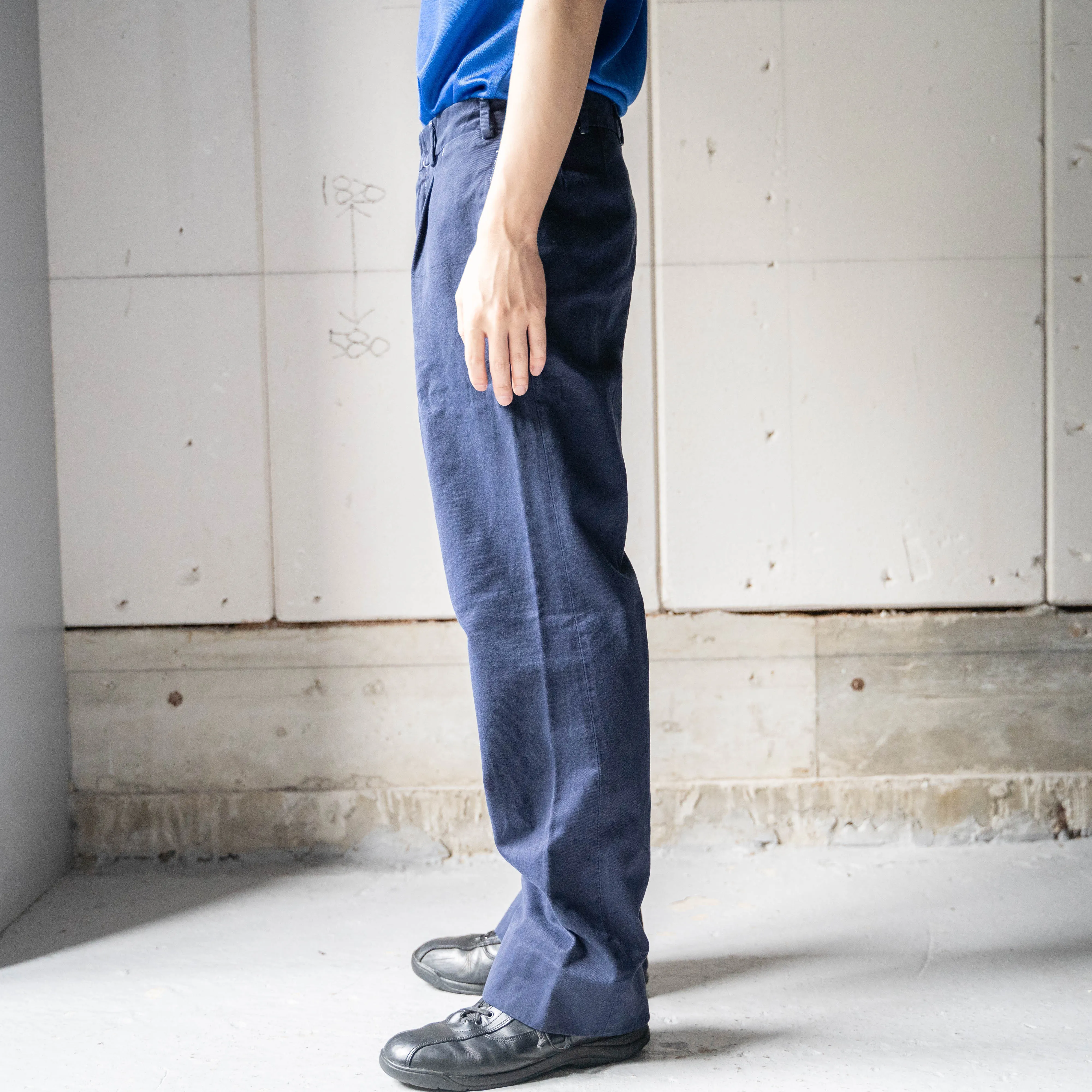 1990-00s Italian military over dyed navy color chino pants