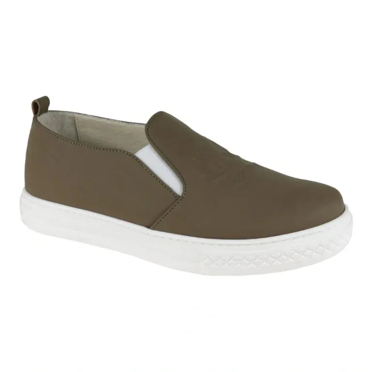 806 - Taupe Sahara Leather Sneaker for Girl by London Kids