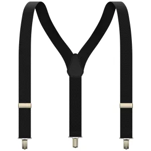 Black Slim Suspenders for Men & Women Boys & Girls Y-back Shape 1 inch wide