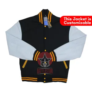 Black Wool White Leather Sleeves Varsity Bomber Baseball Jacket