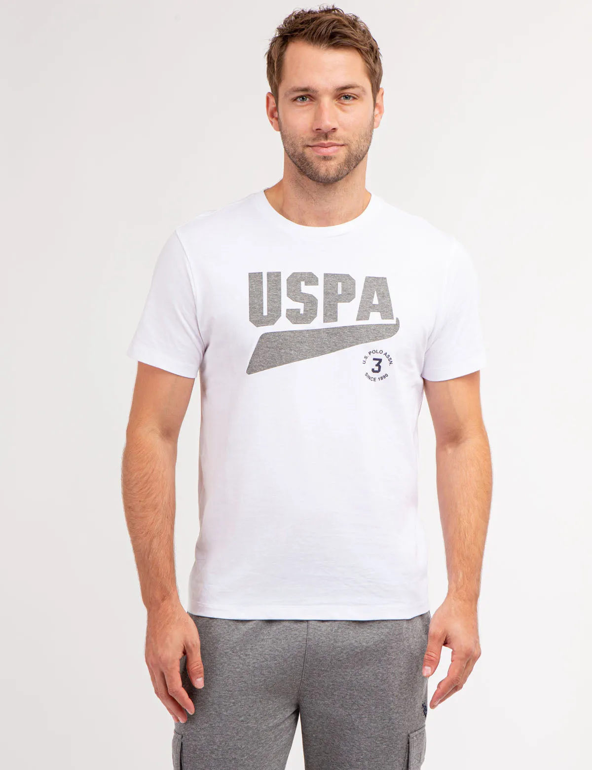 CONTRAST HEATHER USPA GRAPHIC T-SHIRT