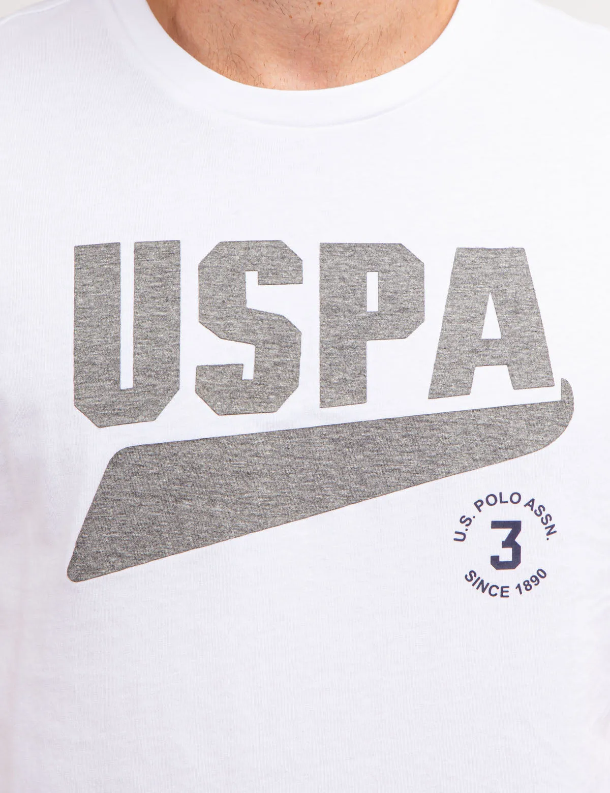 CONTRAST HEATHER USPA GRAPHIC T-SHIRT