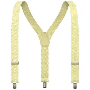 Cream Slim Suspenders for Men & Women Boys & Girls Y-back Shape 1 inch wide