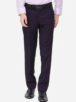 Dark Purple Solid Slim Fit Formal Trouser | JB Studio