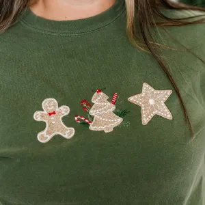 Embroidered Gingerbread Cookies - LONG SLEEVE Comfort Colors Tee