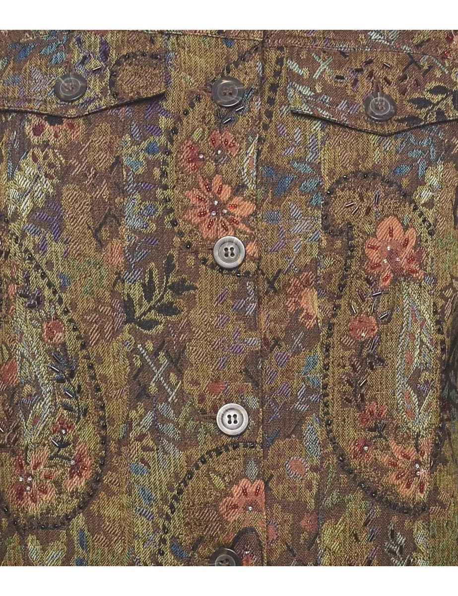 Floral Pattern Tapestry Jacket - XS