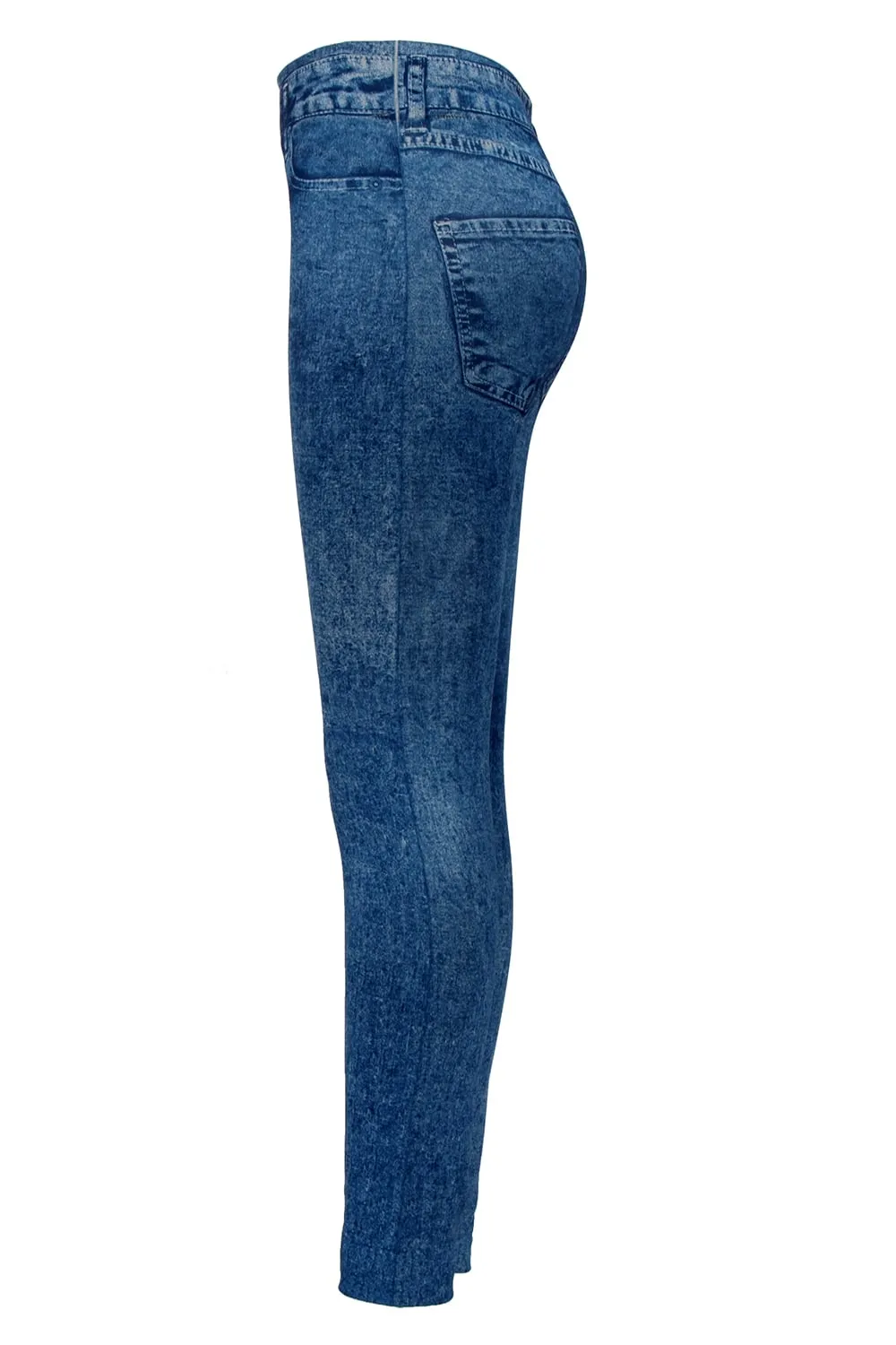 High Waist Slim Fit Stretchy Denim Look Skinny Leggings