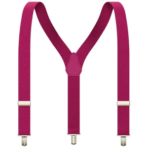 Hot Pink Slim Suspenders for Men & Women Boys & Girls Y-back Shape 1 inch wide