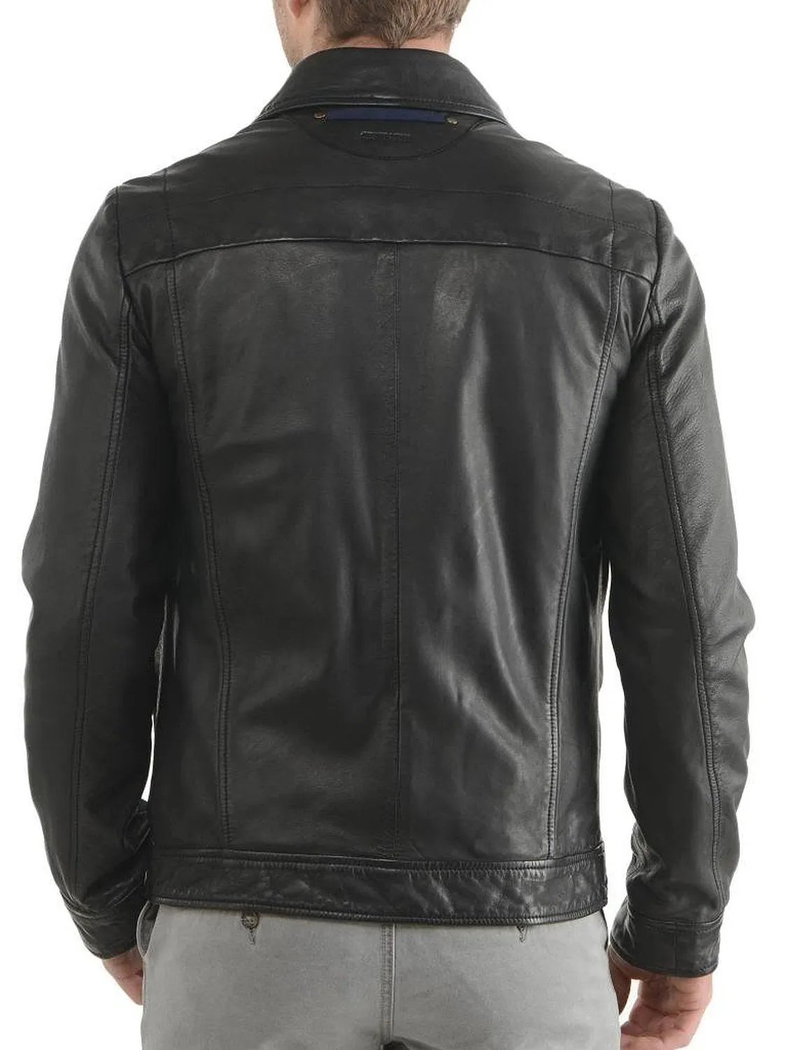 Leather Jackets Hub Mens Genuine Cowhide Leather Jacket (Black, Aviator Jacket) - 1501047