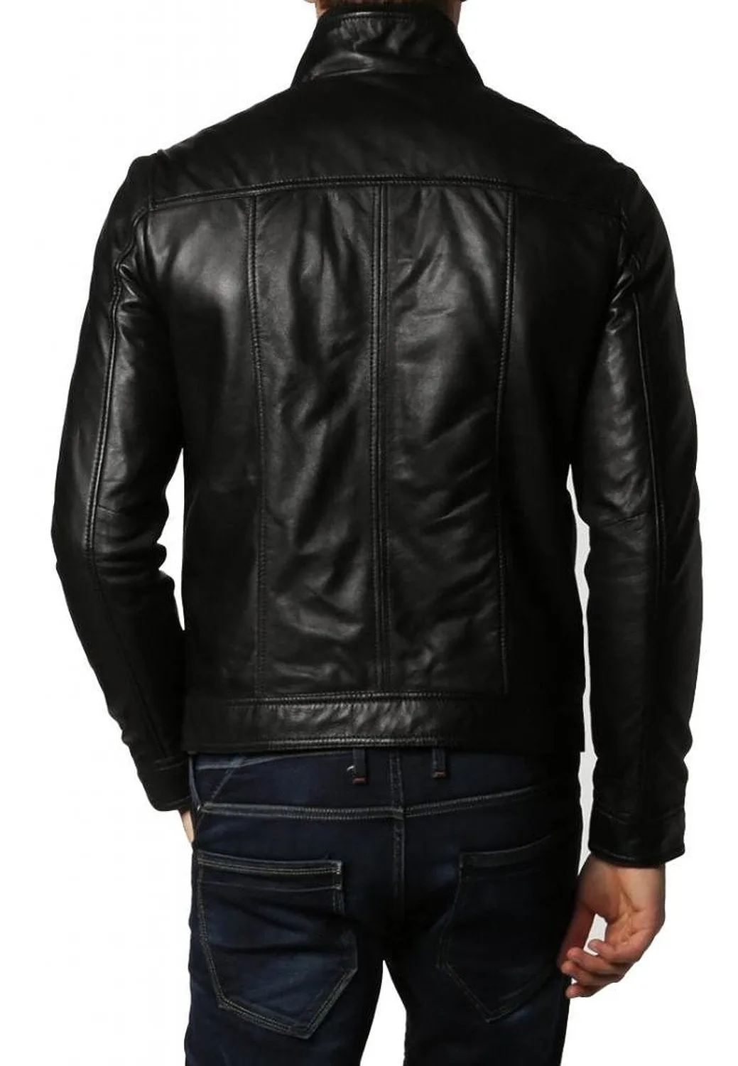 Leather Jackets Hub Mens Genuine Cowhide Leather Jacket (Black, Fencing Jacket) - 1501234