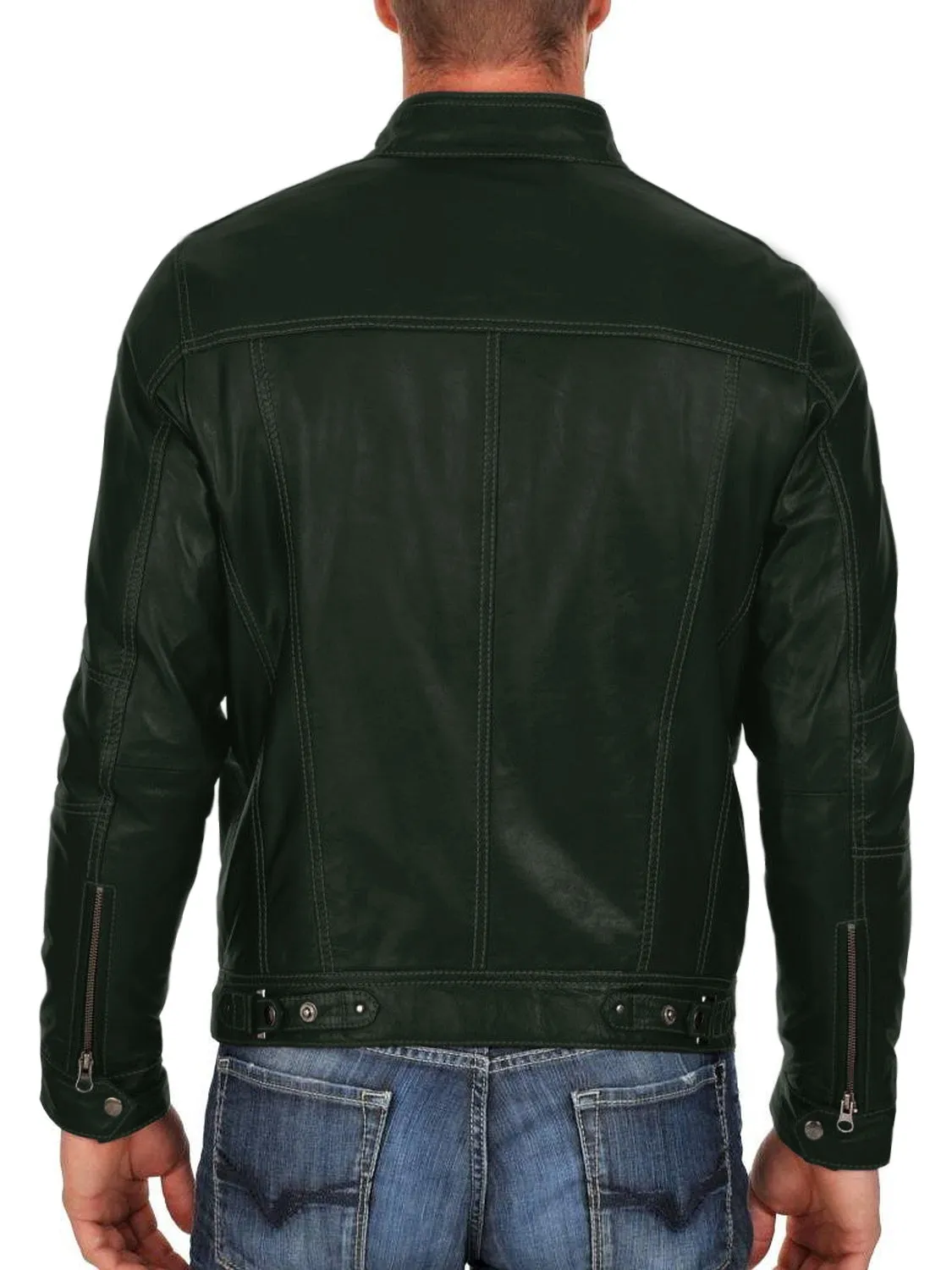 Leather Jackets Hub Mens Genuine Lambskin Leather Jacket (Black, Classic Jacket) - 1501064