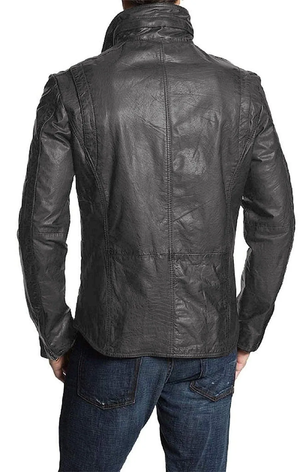 Leather Jackets Hub Mens Genuine Lambskin Leather Jacket (Black, Classic Jacket) - 1501304