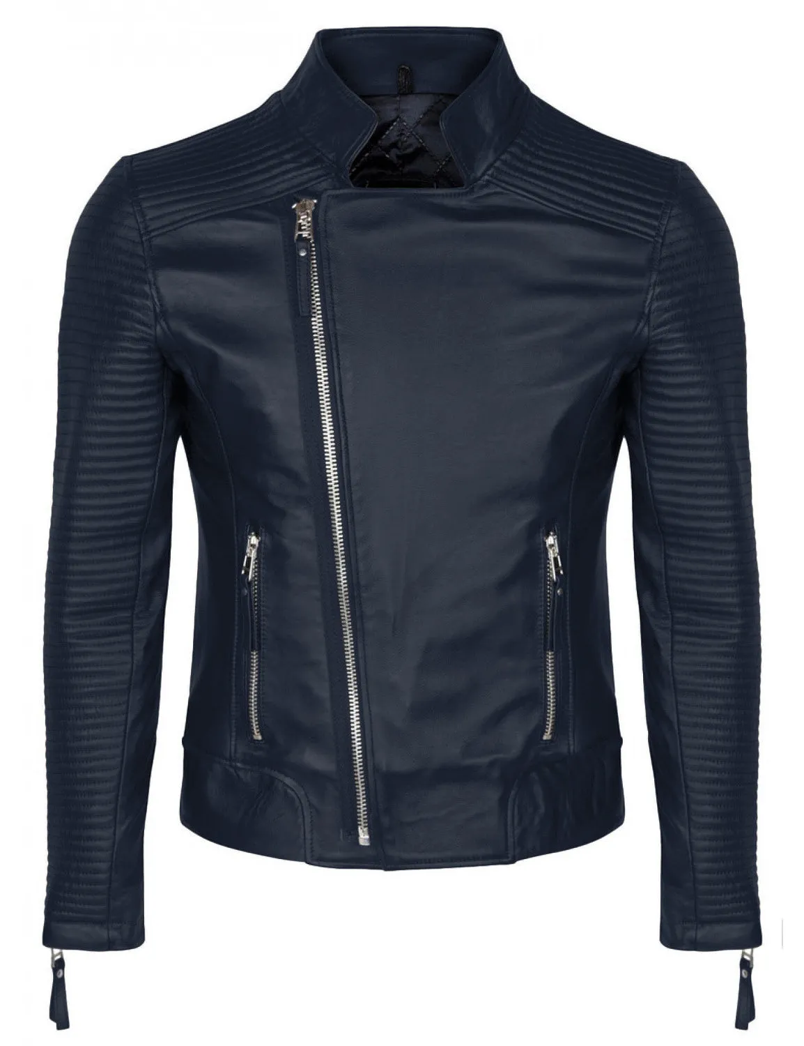 Leather Jackets Hub Mens Genuine Lambskin Leather Jacket (Black, Fencing Jacket) - 1501118