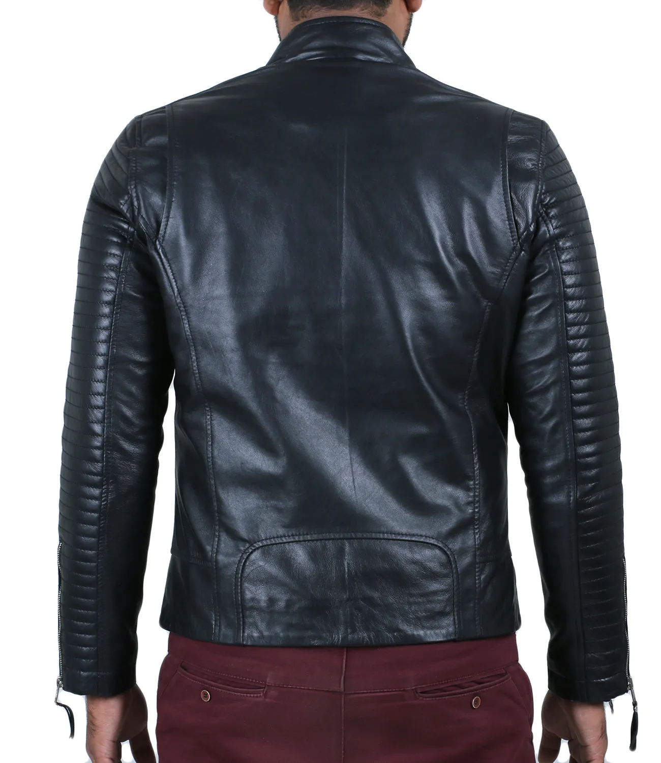 Leather Jackets Hub Mens Genuine Lambskin Leather Jacket (Black, Fencing Jacket) - 1501118