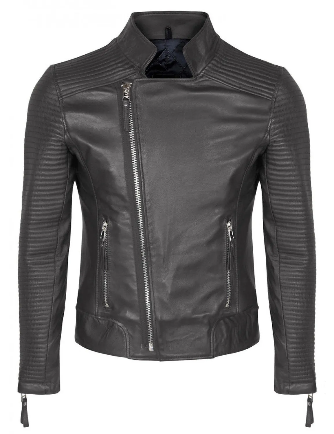 Leather Jackets Hub Mens Genuine Lambskin Leather Jacket (Black, Fencing Jacket) - 1501118