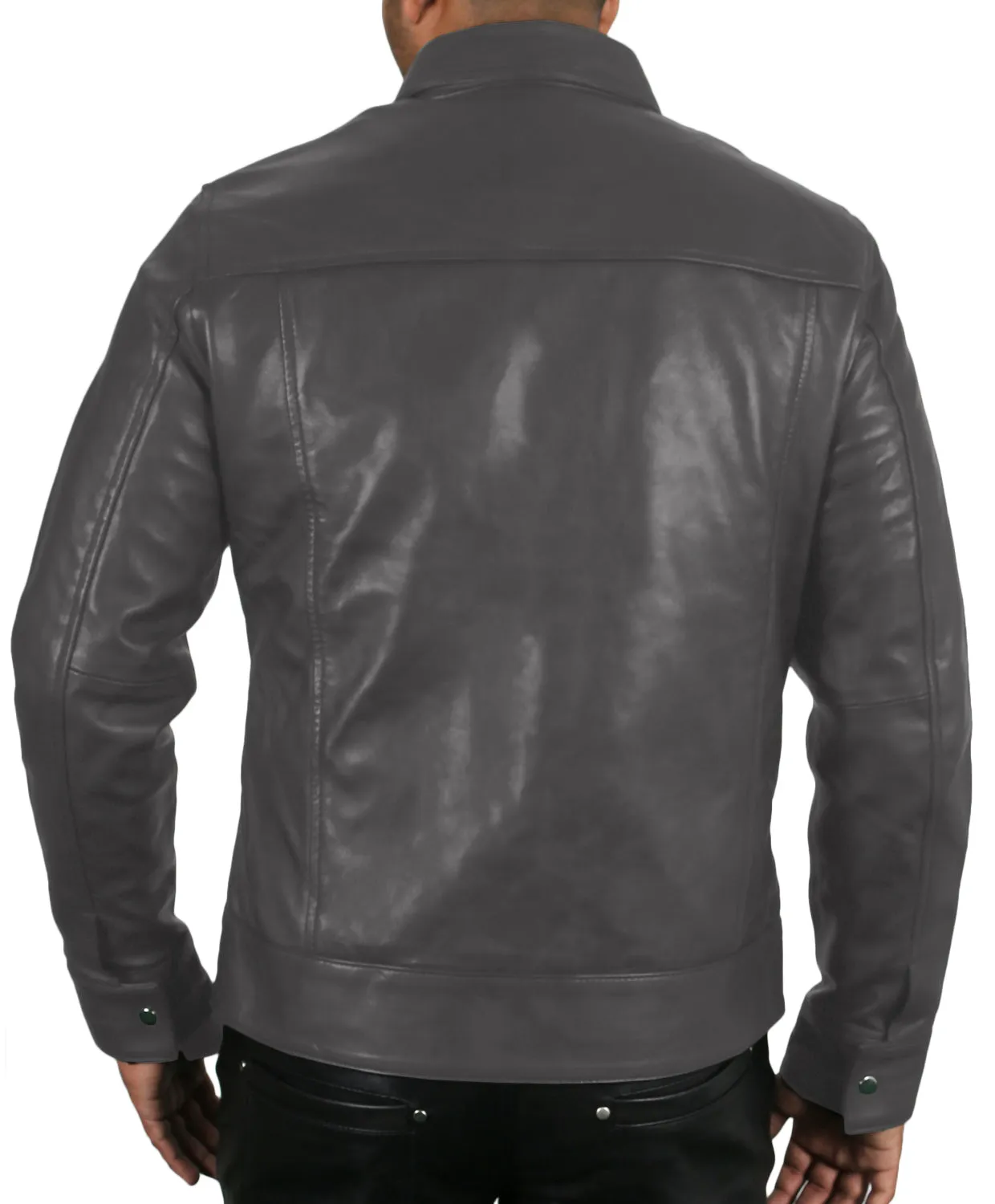 Leather Jackets Hub Mens Genuine Lambskin Leather Jacket (Black, Officer Jacket) - 1501132