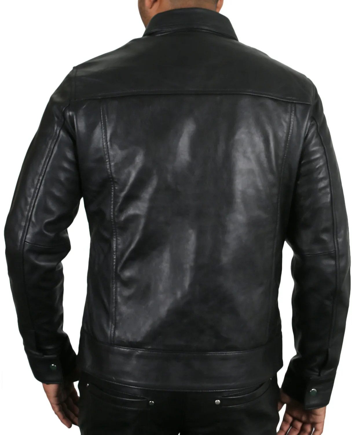 Leather Jackets Hub Mens Genuine Lambskin Leather Jacket (Black, Officer Jacket) - 1501132