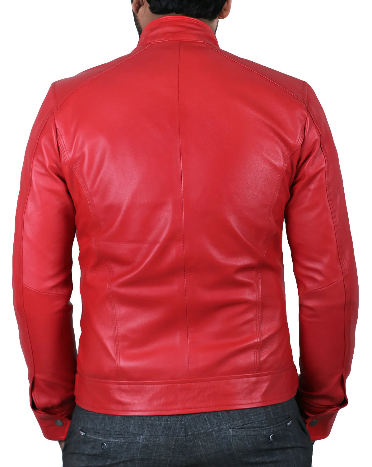 Leather Jackets Hub Mens Genuine Lambskin Leather Jacket (Black, Racer Jacket) - 1501058