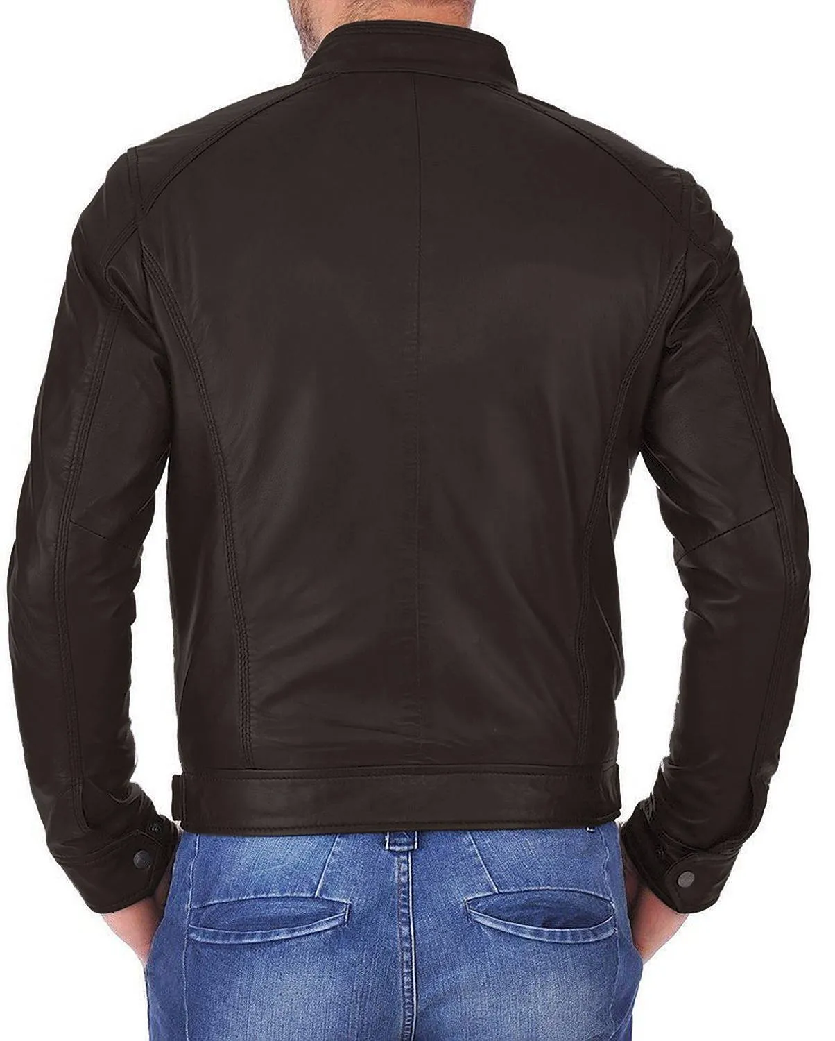 Leather Jackets Hub Mens Genuine Lambskin Leather Jacket (Black, Racer Jacket) - 1501058