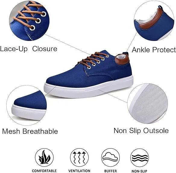 Men's Fashion Summer Spring Canvas Casual Shoes Lace Up Comfort Flat Sneakers Shoes | R009