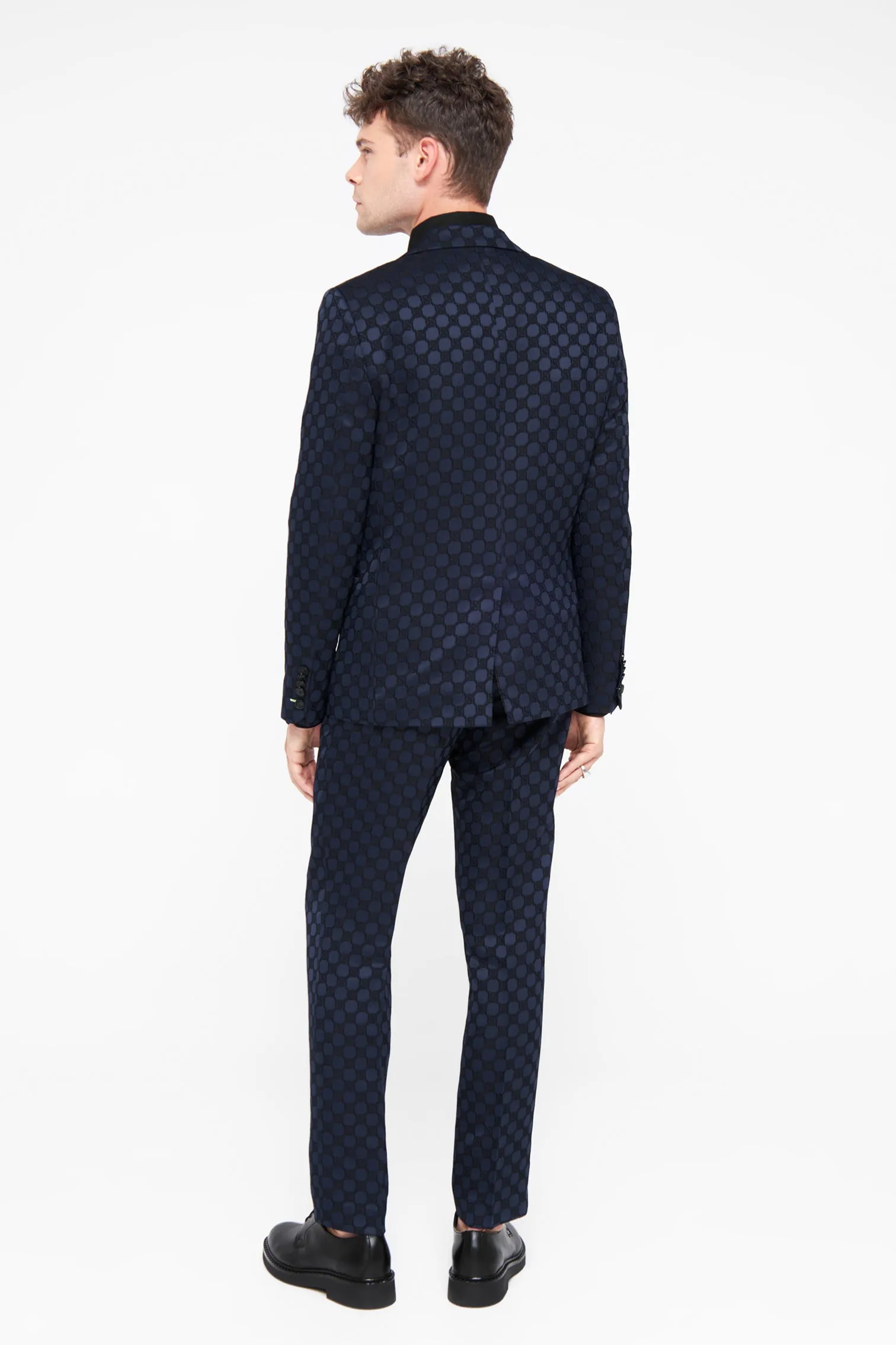 Papatya Slim Fit Navy Jacquard Jacket