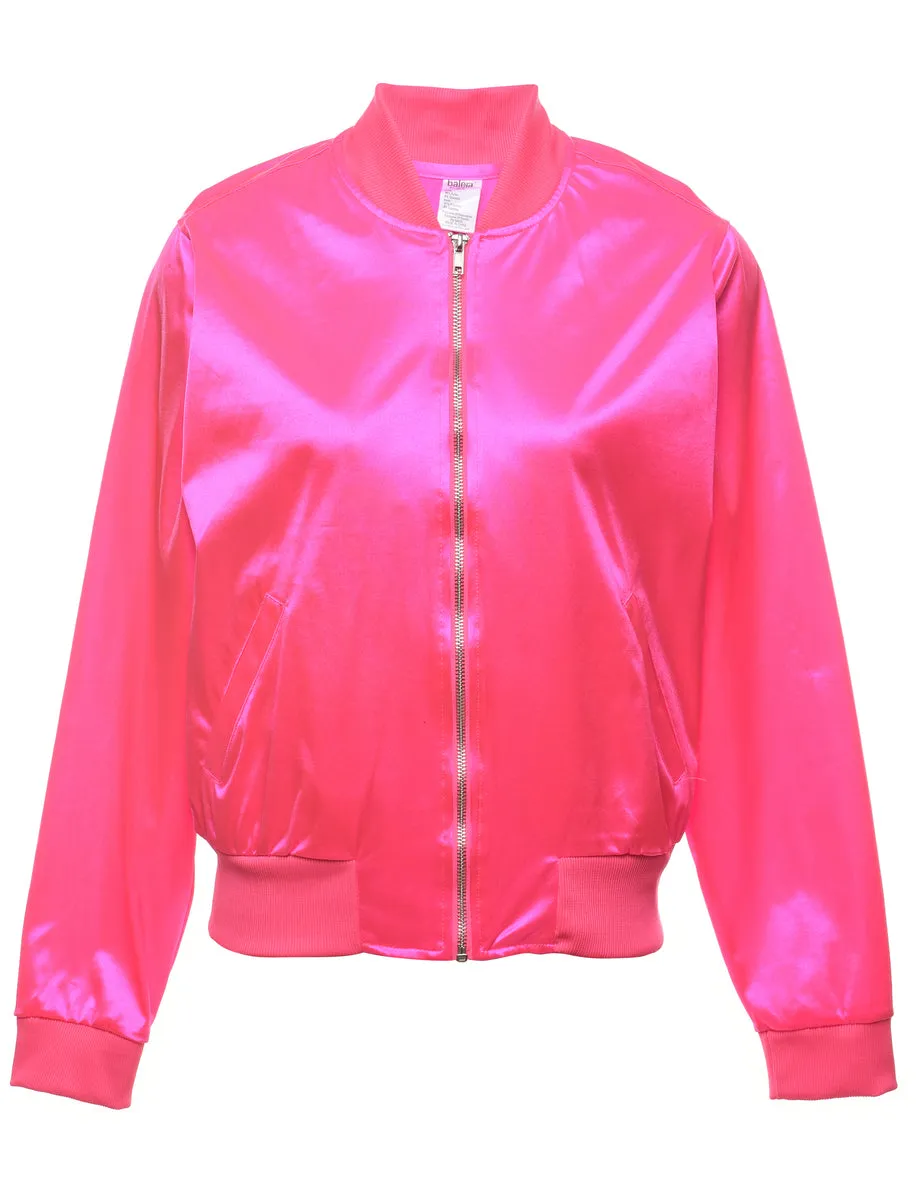 Pink Classic Zip-Front Bomber Jacket - M