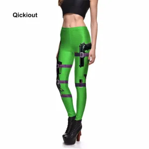 Qickitout Leggings Fitness New Arrival Women's Sexy Leggings Stretch Digital Print Green Black Gun Field Pencil Pants Trousers