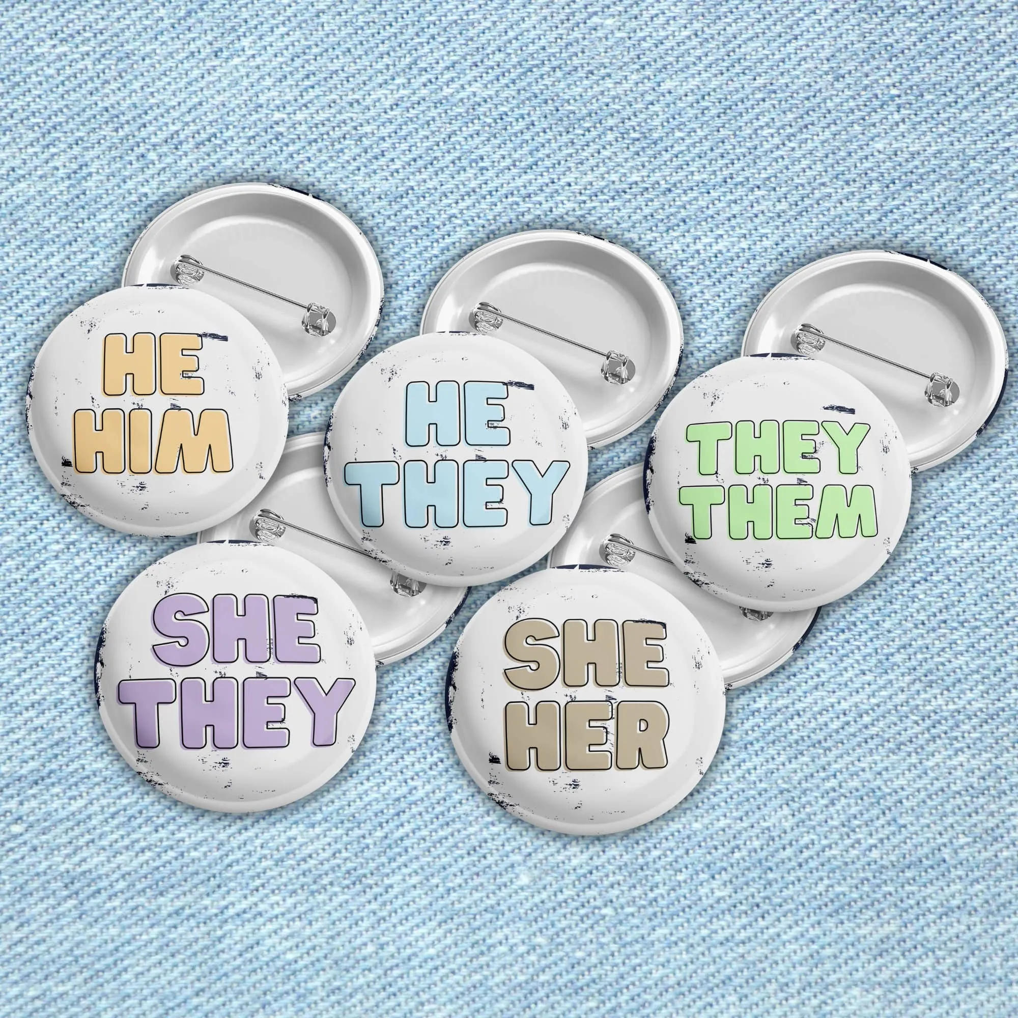 SHE THEY Pronouns | Pride Pin Back Button