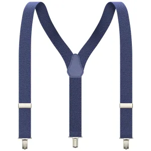 Steel Blue Slim Suspenders for Men & Women Boys & Girls Y-back Shape 1 inch wide