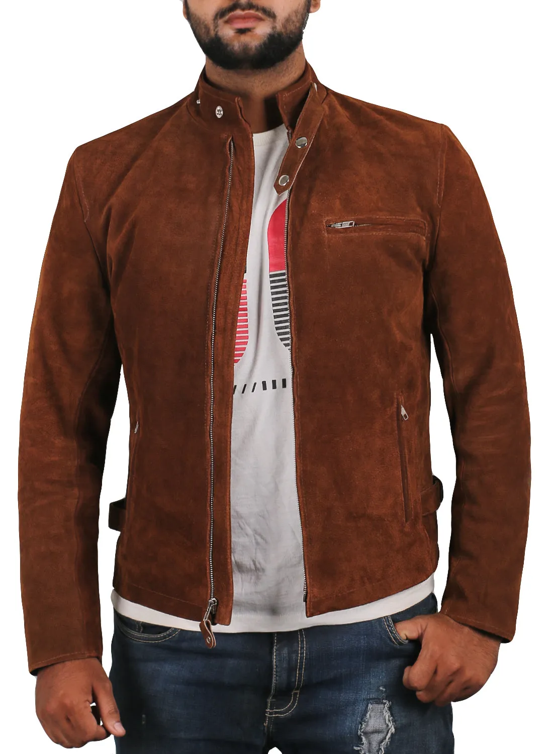 Varnis Brown Suede Leather Jacket