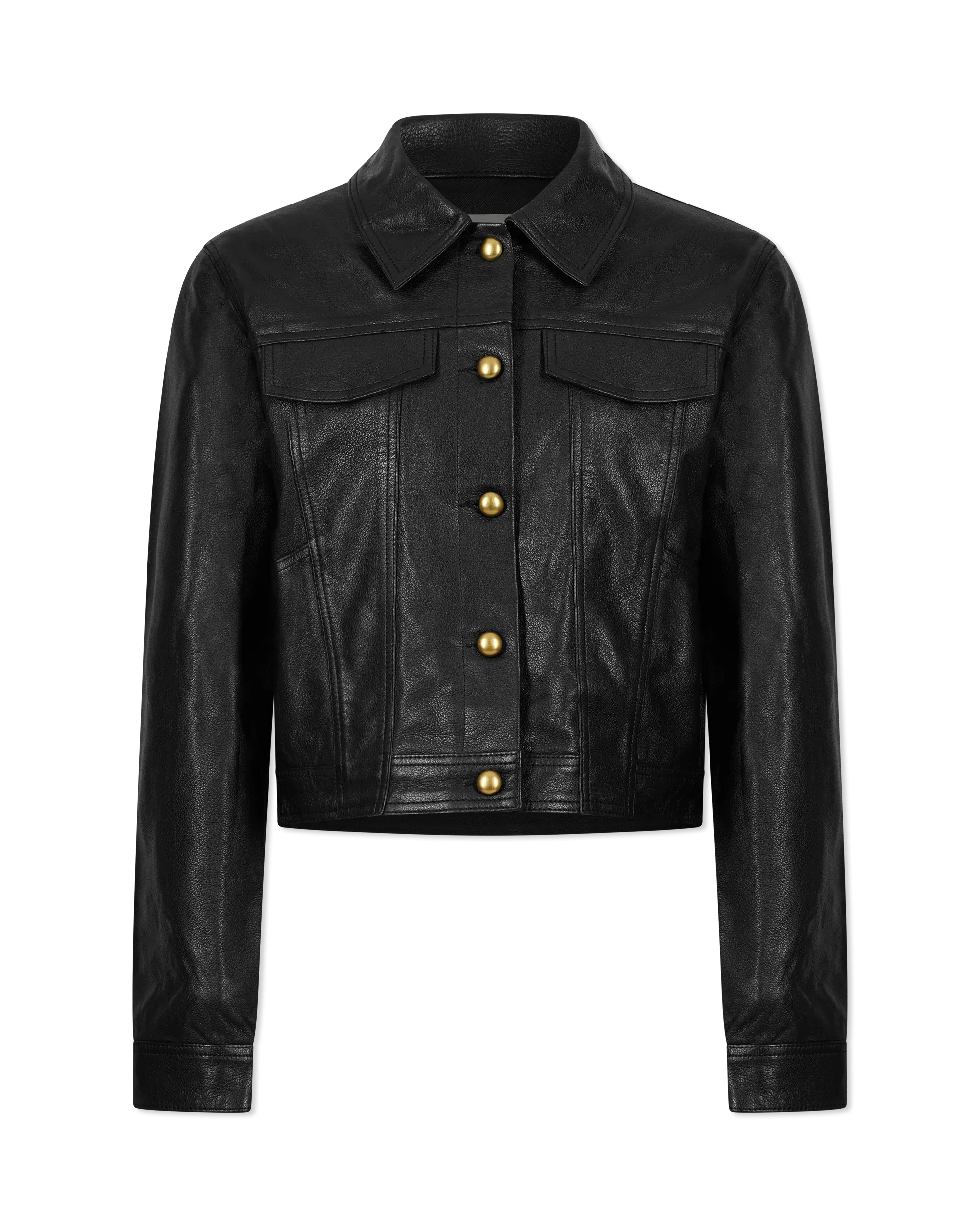 Vika Cropped Leather Jacket